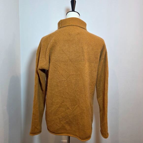 Max Studio 2 Ply Cashmere Mustard Cowlneck Pullover Sweater Size Medium Oversize - Picture 4 of 6